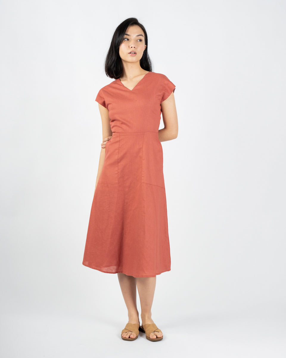 OPEN BACK TEA DRESS in rose