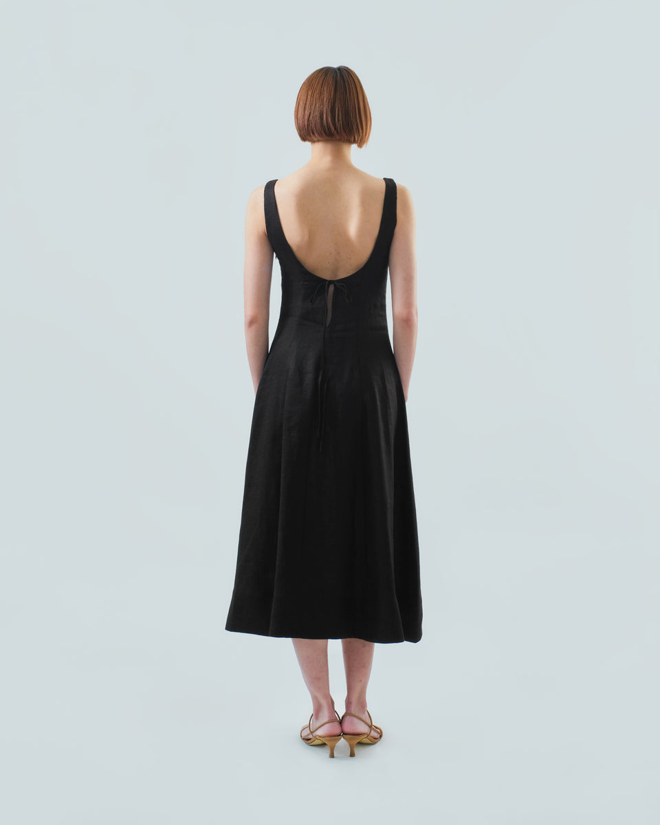 backless tea dress Lace Spliced Backless Midi Dress, Black / XS main image 0