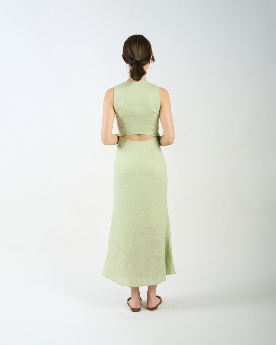 OPEN BACK MERMAID DRESS in avocado