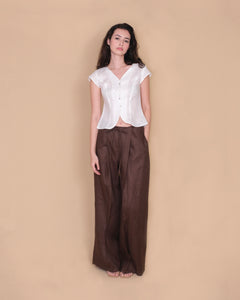 PETAL BUTTON TOP in white