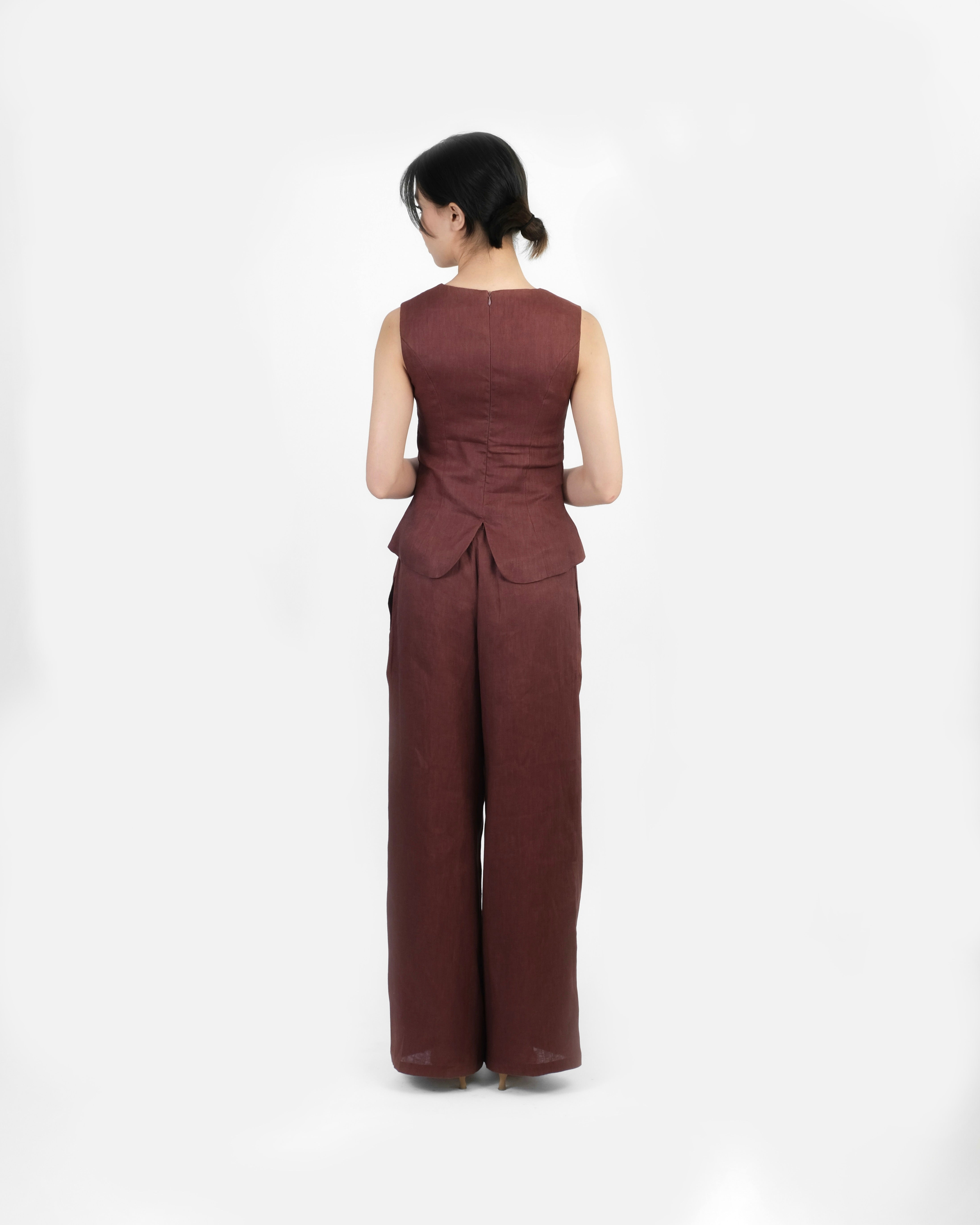 EASY DRAWSTRING PANTS in wine
