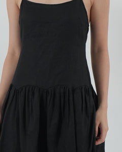 STRAPPY DROPWAIST DRESS in black