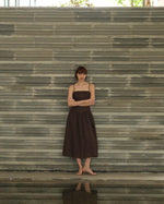 Load image into Gallery viewer, STRAPPY FIT AND FLARE MIDI DRESS in cacao
