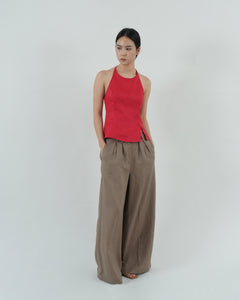 INVERTED PLEAT PANTS in latte