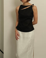 Load image into Gallery viewer, ASYMMETRICAL CUT OUT TOP in black
