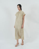 Load image into Gallery viewer, HIGH NECK GATHERED DRESS in oat
