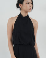 Load image into Gallery viewer, HIGH NECK OPEN BACK DRESS in black
