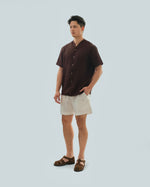 Load image into Gallery viewer, COLLARLESS BUTTON SHIRT in espresso
