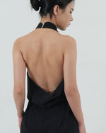 Load image into Gallery viewer, HIGH NECK OPEN BACK DRESS in black
