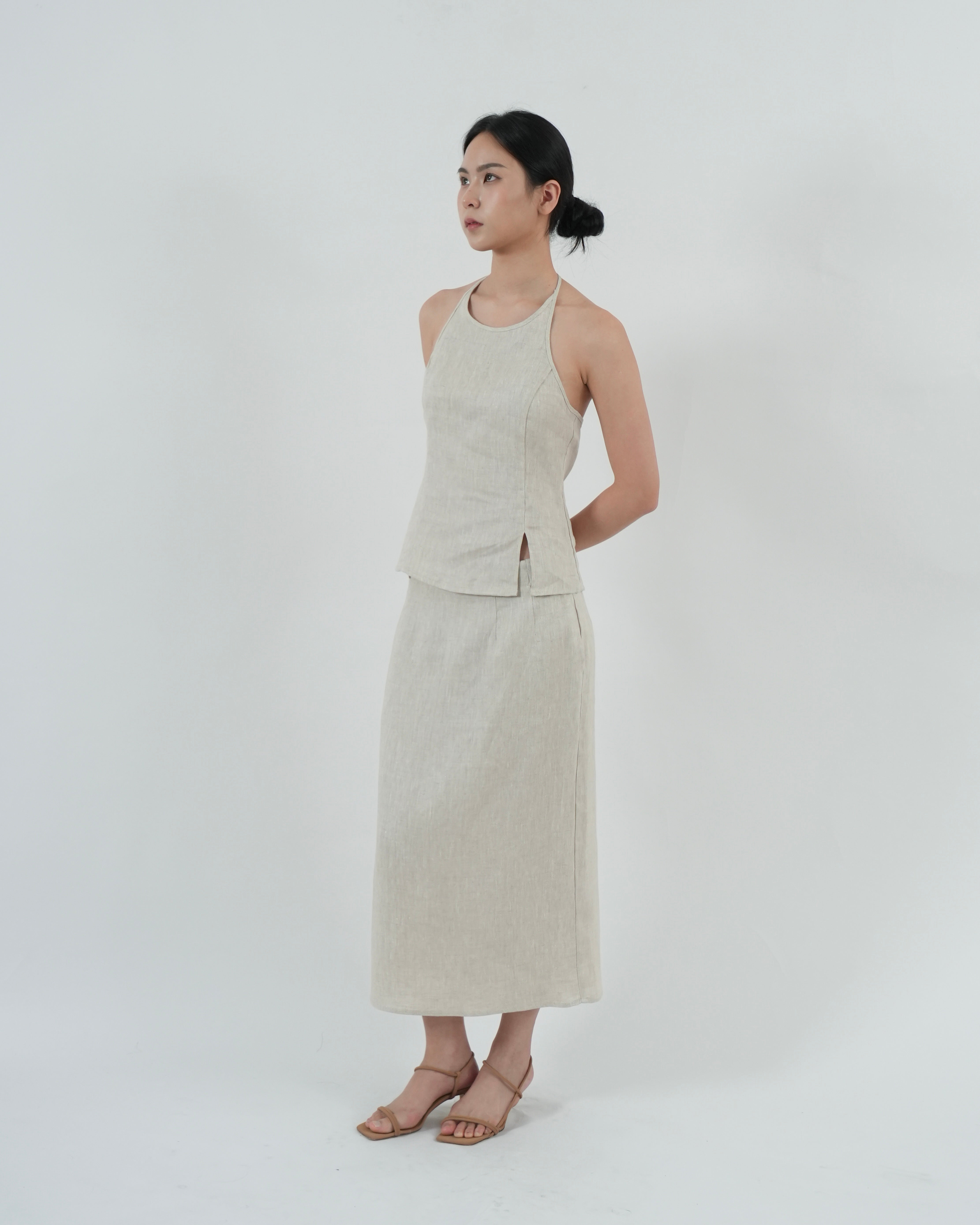 STRAIGHT MIDI SKIRT in linen