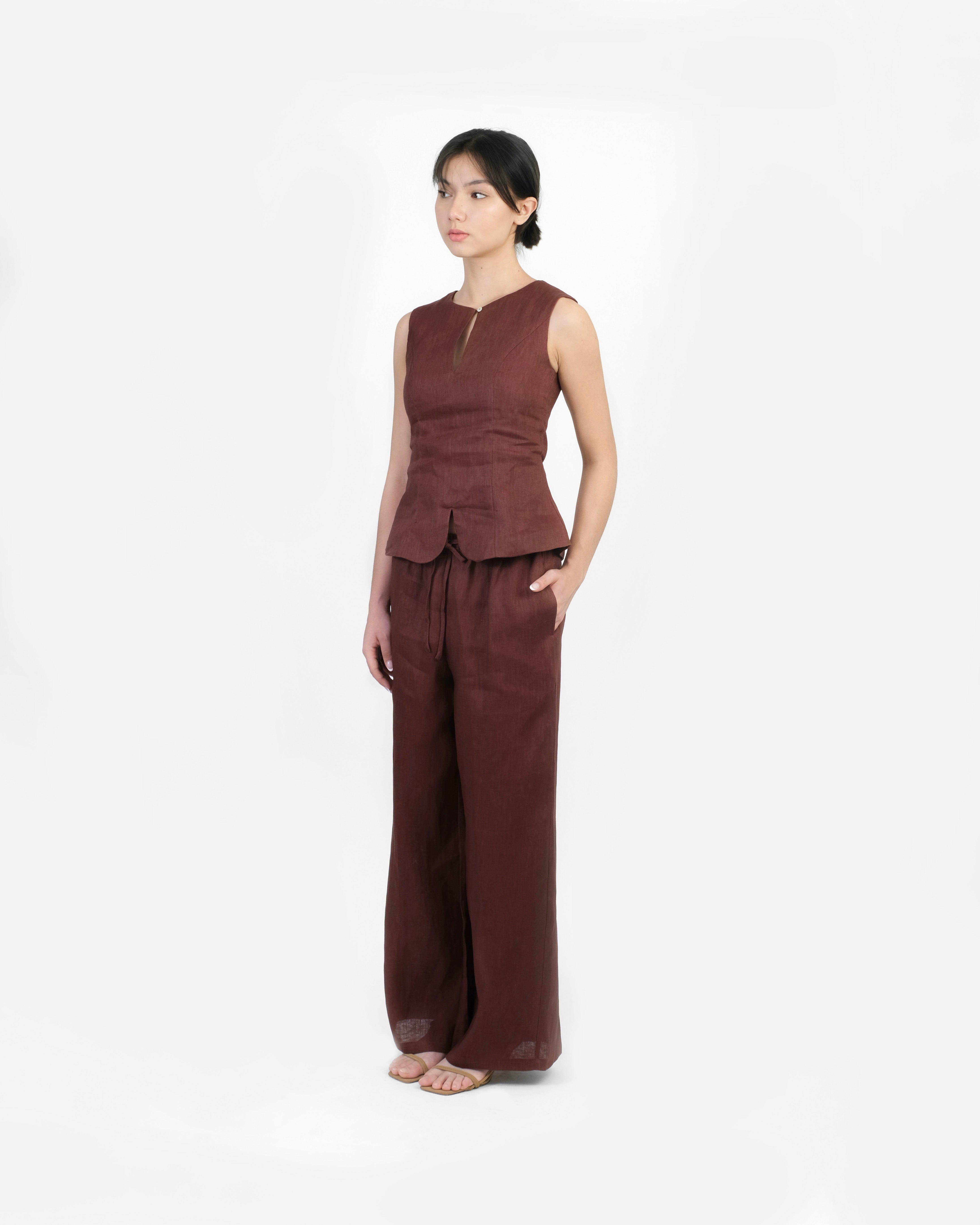 EASY DRAWSTRING PANTS in wine