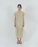 Load image into Gallery viewer, HIGH NECK GATHERED DRESS in oat
