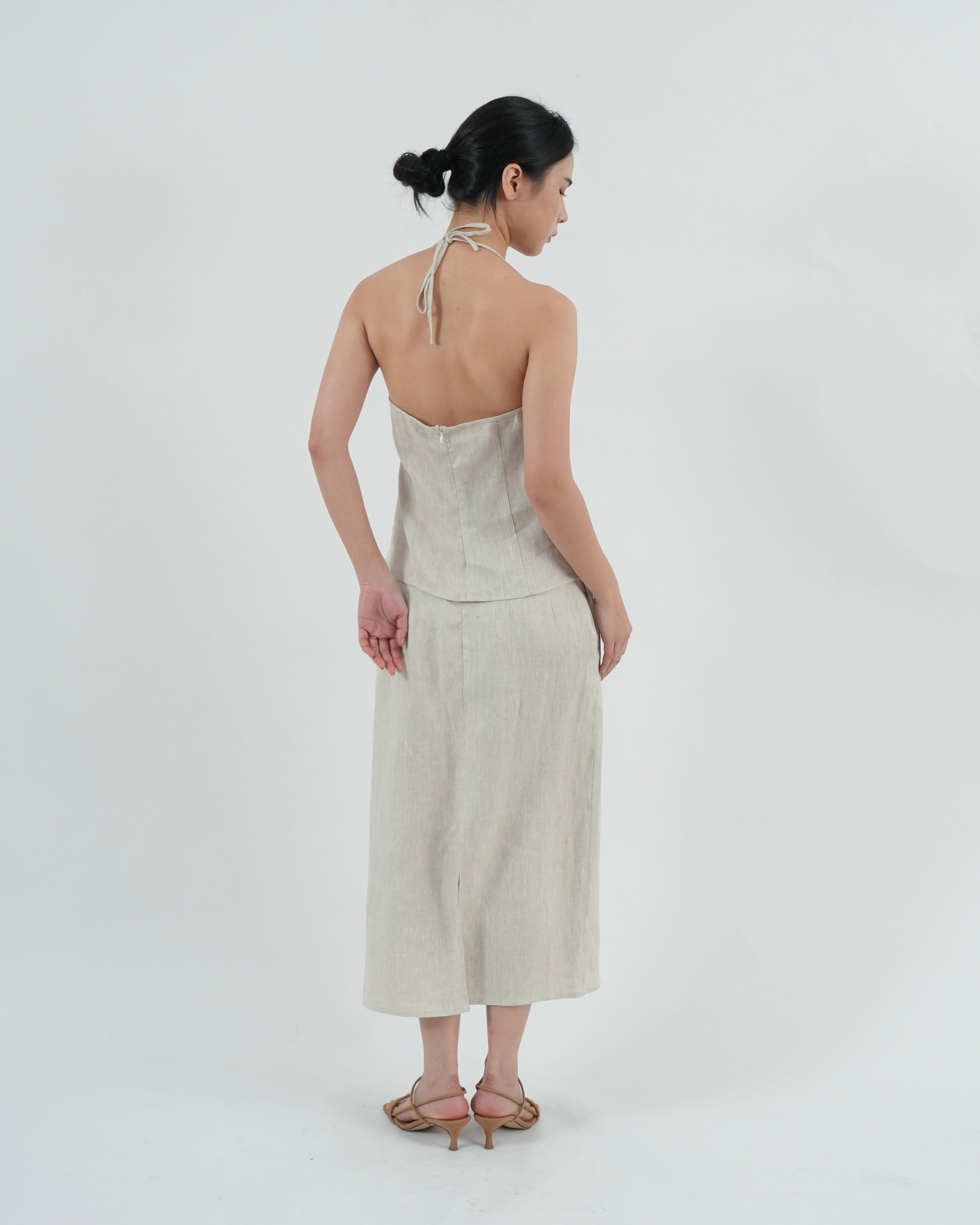 STRAIGHT MIDI SKIRT in linen