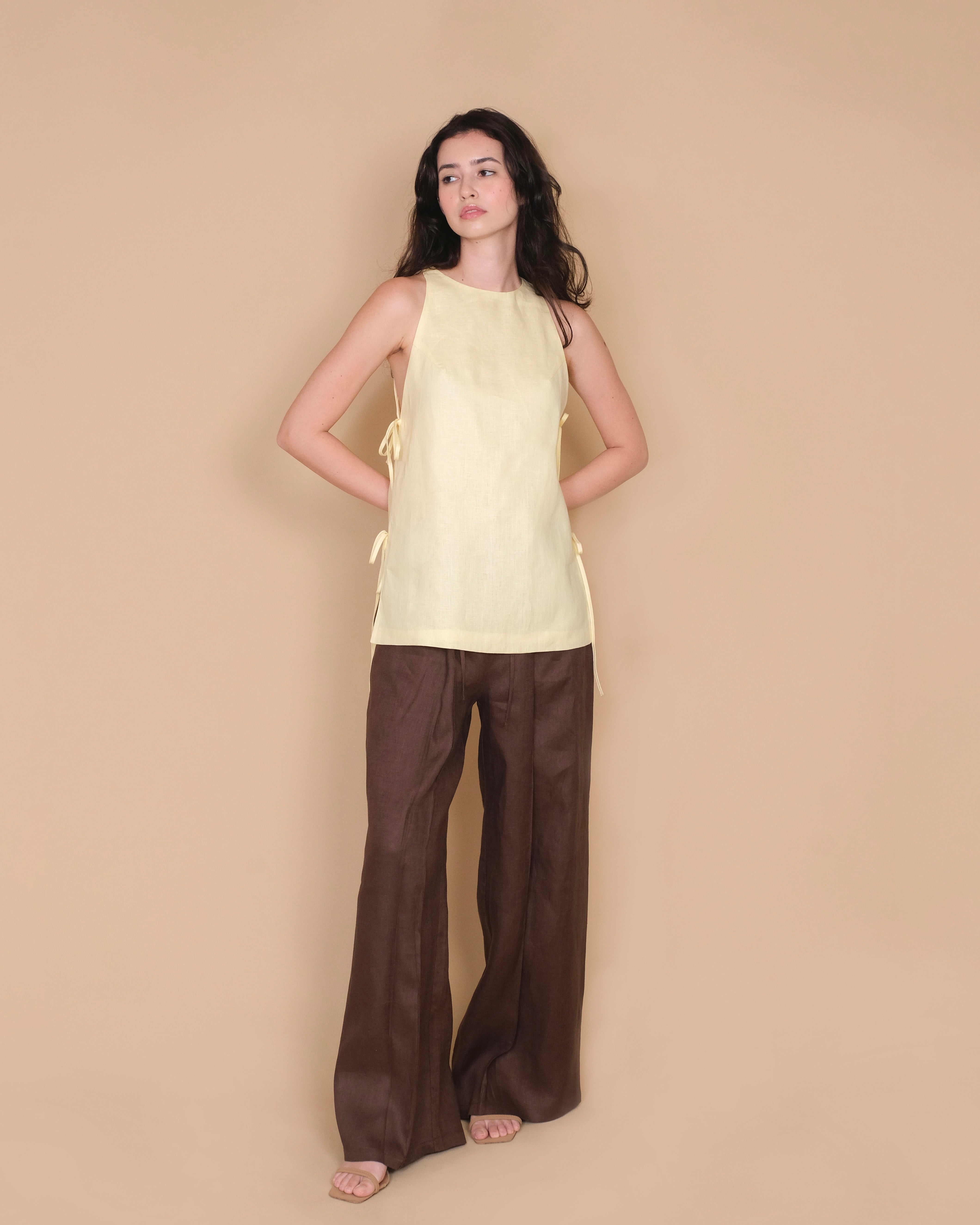 RIBBON LONGLINE TOP in lemon