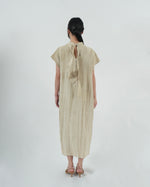 Load image into Gallery viewer, HIGH NECK GATHERED DRESS in oat
