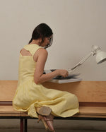 Load image into Gallery viewer, ASYMMETRICAL DROPWAIST DRESS in lemon

