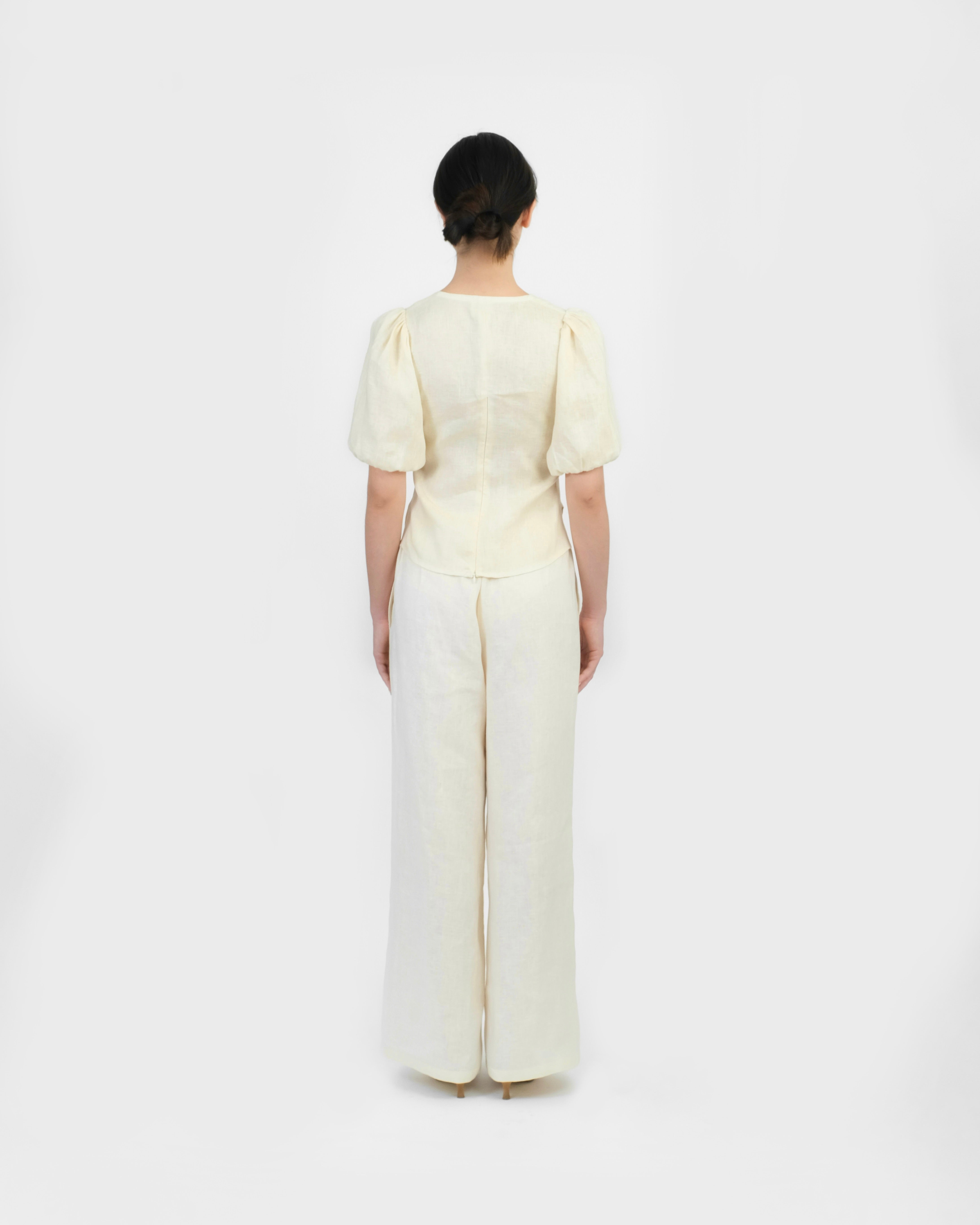EASY DRAWSTRING PANTS in cream