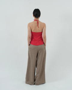 INVERTED PLEAT PANTS in latte