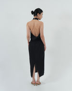 Load image into Gallery viewer, HIGH NECK OPEN BACK DRESS in black
