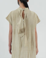 Load image into Gallery viewer, HIGH NECK GATHERED DRESS in oat
