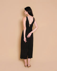 LOW BACK KEYHOLE DRESS in black