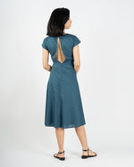 Load image into Gallery viewer, OPEN BACK TEA DRESS in midnight blue
