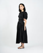 Load image into Gallery viewer, ASYMMETRICAL GATHERED SKIRT in black

