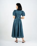 Load image into Gallery viewer, ASYMMETRICAL GATHERED SKIRT in midnight blue
