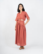 Load image into Gallery viewer, ASYMMETRICAL GATHERED SKIRT in rose
