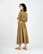 Load image into Gallery viewer, ASYMMETRICAL GATHERED SKIRT in olive
