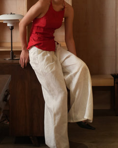 INVERTED PLEAT PANTS in white