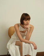 Load image into Gallery viewer, ASYMMETRICAL CUT OUT TOP in white
