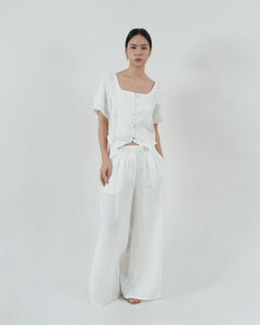 INVERTED PLEAT PANTS in white