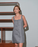 Load image into Gallery viewer, BUTTON FRONT MINI DRESS in basalt
