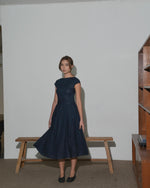 Load image into Gallery viewer, CAP SLEEVE GATHERED DRESS in deep blue
