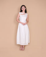 Load image into Gallery viewer, ASYMMETRICAL DROPWAIST DRESS in white
