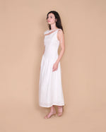 Load image into Gallery viewer, ASYMMETRICAL DROPWAIST DRESS in white
