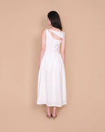 Load image into Gallery viewer, ASYMMETRICAL DROPWAIST DRESS in white
