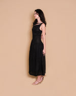 Load image into Gallery viewer, ASYMMETRICAL DROPWAIST DRESS in black
