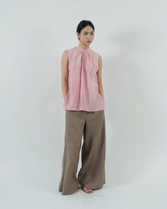 HIGH NECK GATHERED TOP in pink