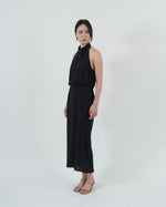 Load image into Gallery viewer, HIGH NECK OPEN BACK DRESS in black
