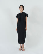 Load image into Gallery viewer, HIGH NECK GATHERED DRESS in black
