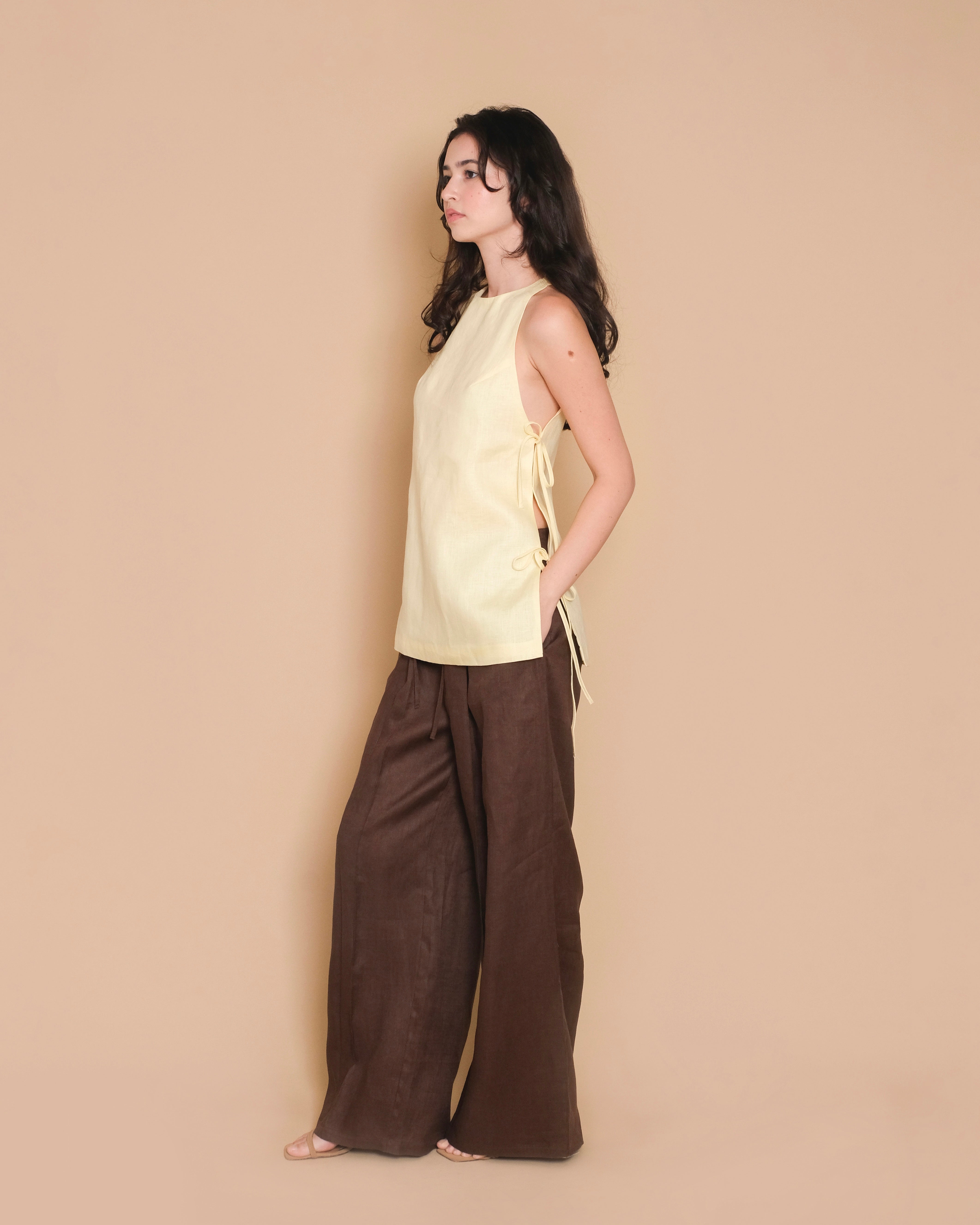 PLEATED PANTS in cacao