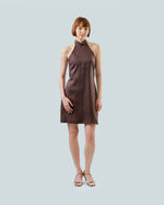 Load image into Gallery viewer, ORIENTAL HALTER MINI DRESS in cacao
