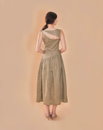 Load image into Gallery viewer, ASYMMETRICAL DROPWAIST DRESS in taupe
