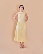 Load image into Gallery viewer, ASYMMETRICAL DROPWAIST DRESS in lemon
