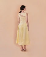 Load image into Gallery viewer, ASYMMETRICAL DROPWAIST DRESS in lemon
