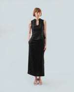 Load image into Gallery viewer, STAND COLLAR PANELLED TOP in black
