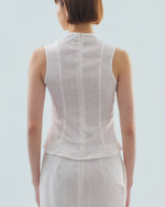 Load image into Gallery viewer, STAND COLLAR PANELLED TOP in white
