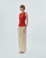 Load image into Gallery viewer, ASYMMETRICAL CUT OUT TOP in tomato
